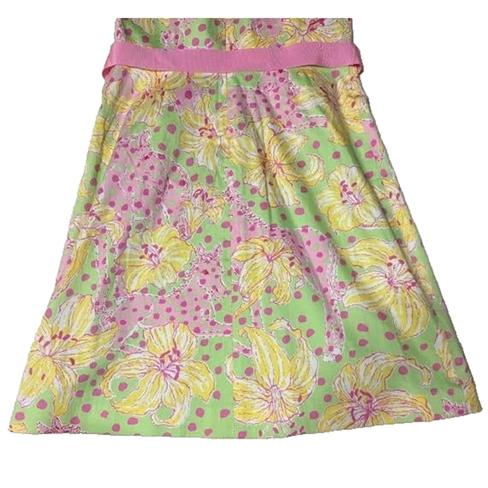 Lilly Pulitzer Strapless Floral Dress Pink Green Cotton Summer Sundress Sz 8 - Picture 5 of 14